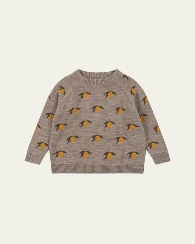 Girl's Belou Lemon Intarsia Knit Sweater, Size 9M-10
